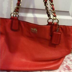 Red Leather Tote Bag